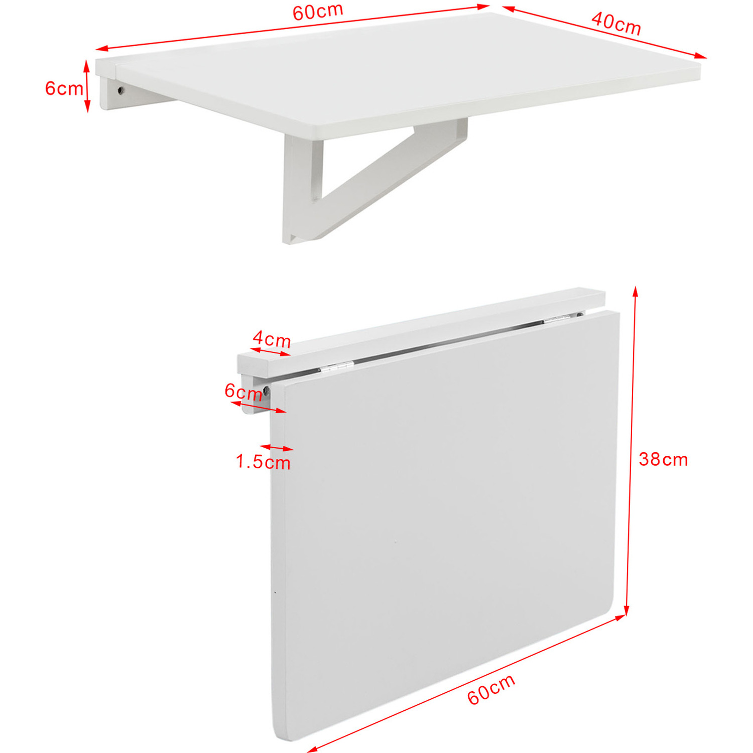 Sobuy Folding Wall-mounted Drop-leaf Table Kitchen Dining Table - White