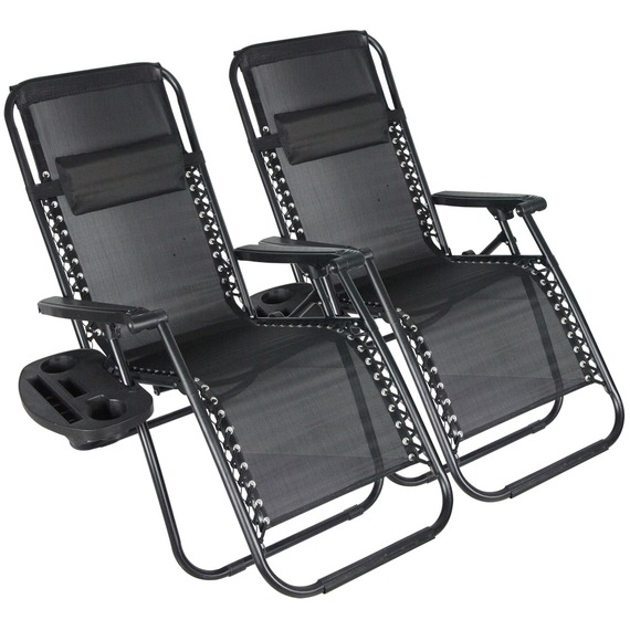 BIRCHTREE Folding Patio Sun Lounger Recliner Set of 2