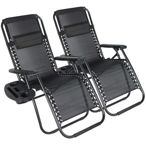 BIRCHTREE Folding Patio Sun Lounger Recliner Set of 2