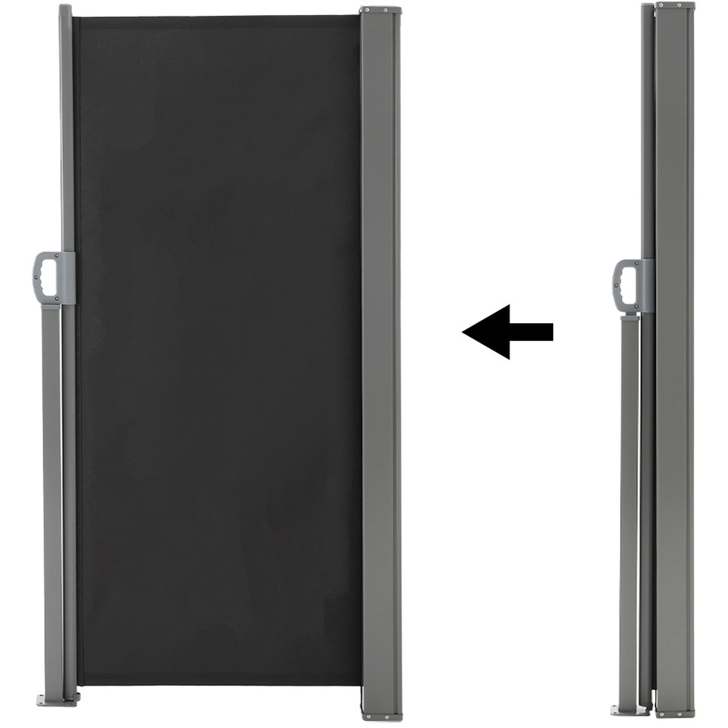 Grey Retractable Garden Fence Side Sunshade Awning - Dark Grey