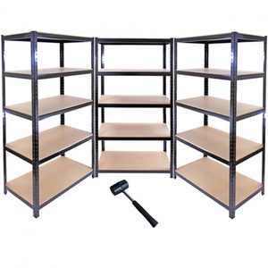 Monster Racking T-Rax Metal Storage Shelves, 90cm W, 45cm D, Set of 3 - Black