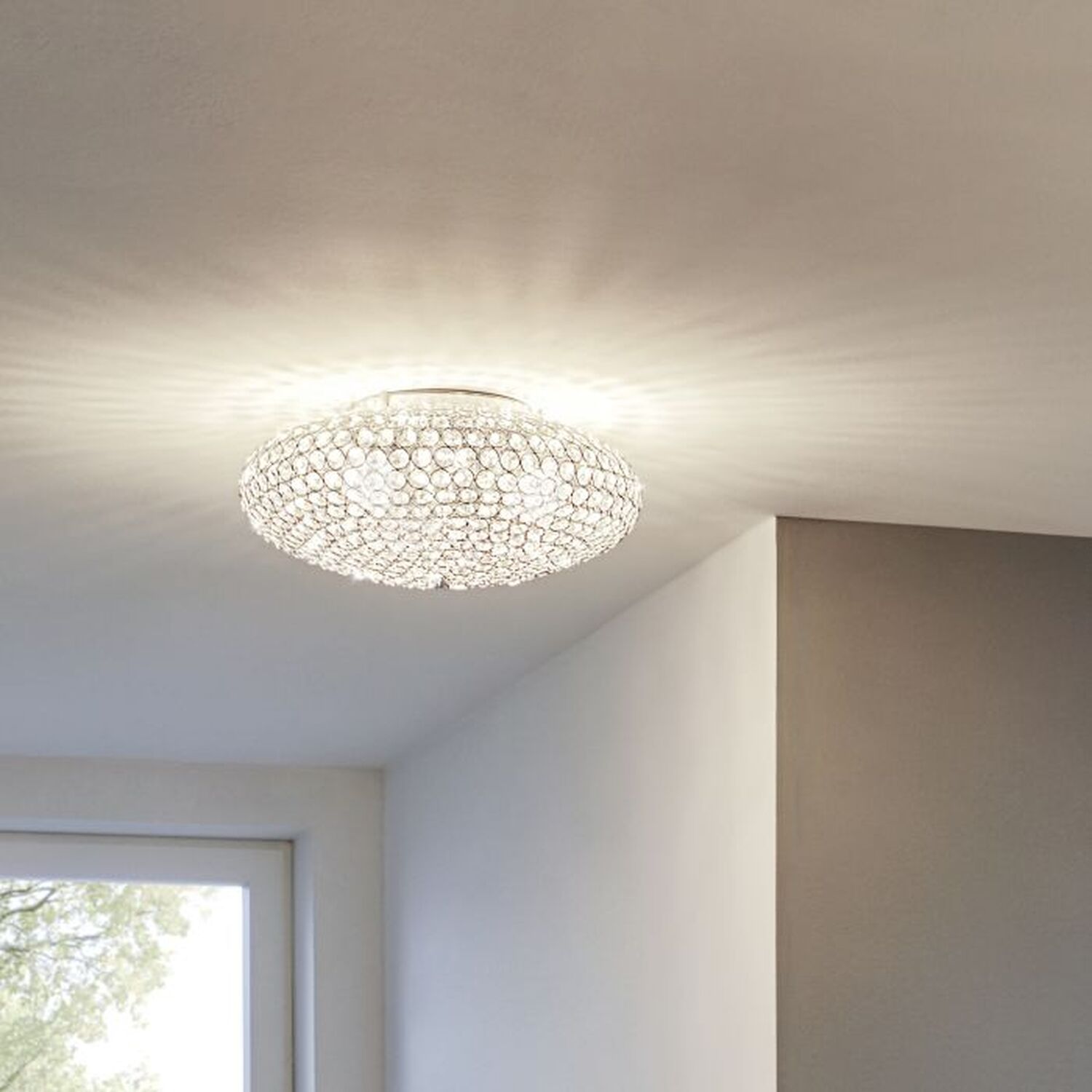 Eglo Clemente Crystal And Chrome Ceiling Light - Grey