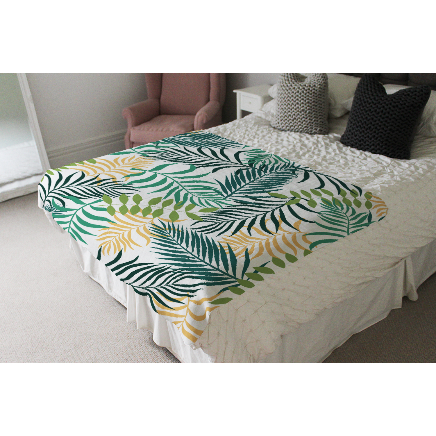 Tropical Palm Leaves Blanket - Green