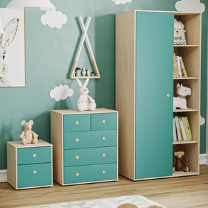 Junior Vida 3 Piece Bedroom Set - 2 Drawer Bedside , 5 Drawer Chest, Wardrobe