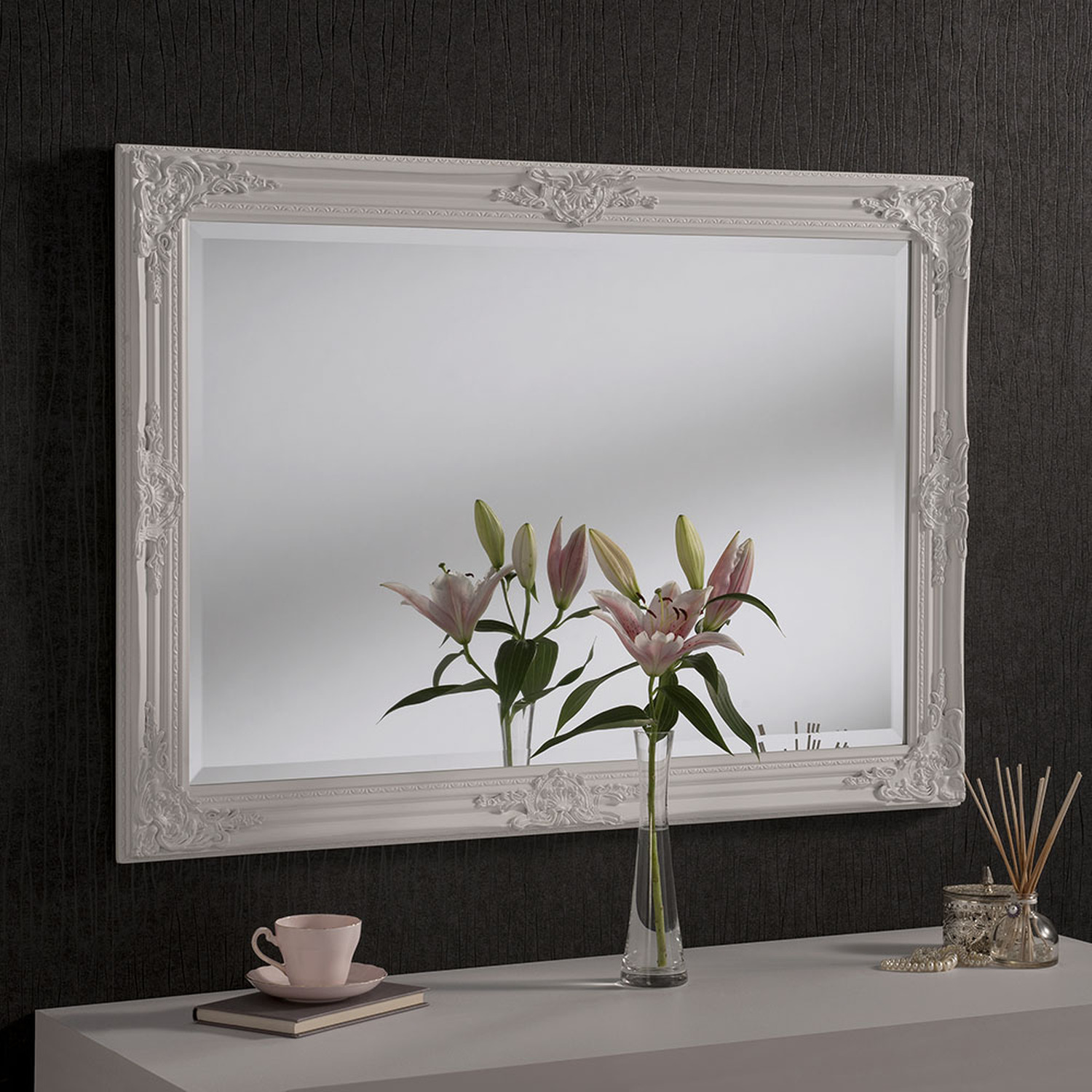 Yearn Traditional Rectangular Mirror - White