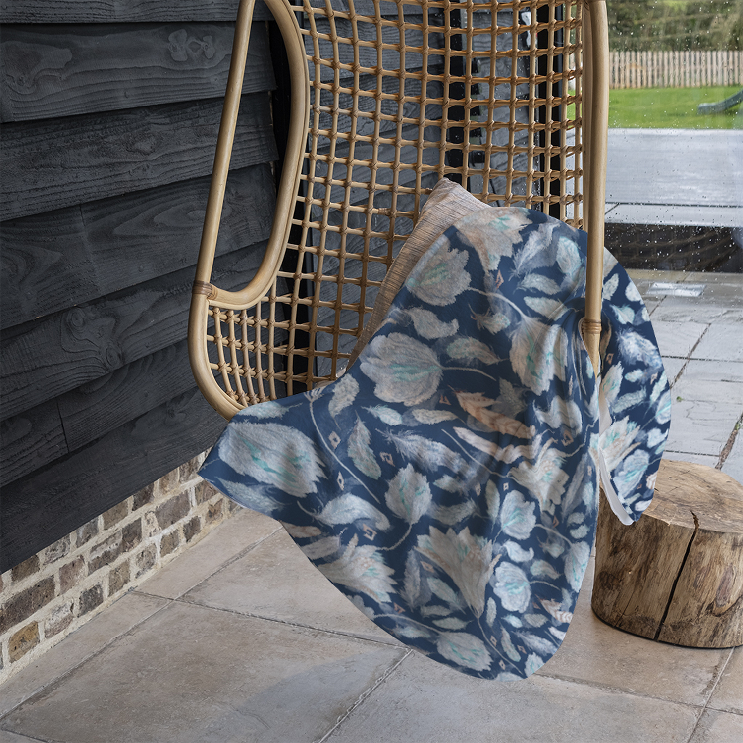 Boho Chic Indigo Pattern Blanket - Blue