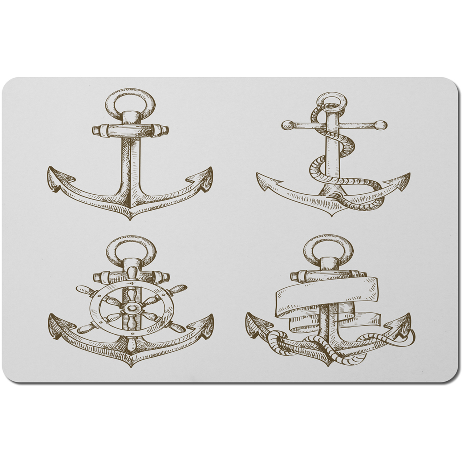 Drawn Anchors Placemat - Brown