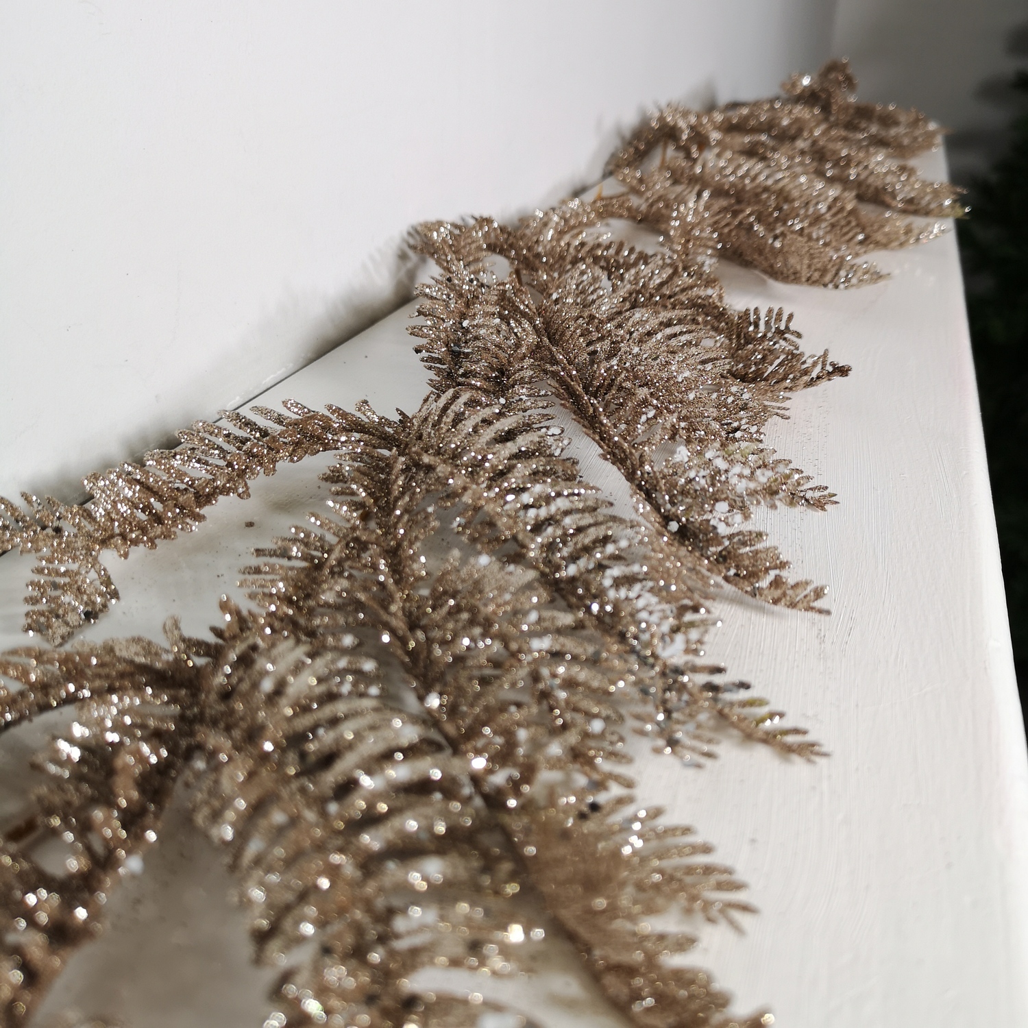 1.8m Light Champagne Glitter Fir Christmas Garland Decoration - Gold