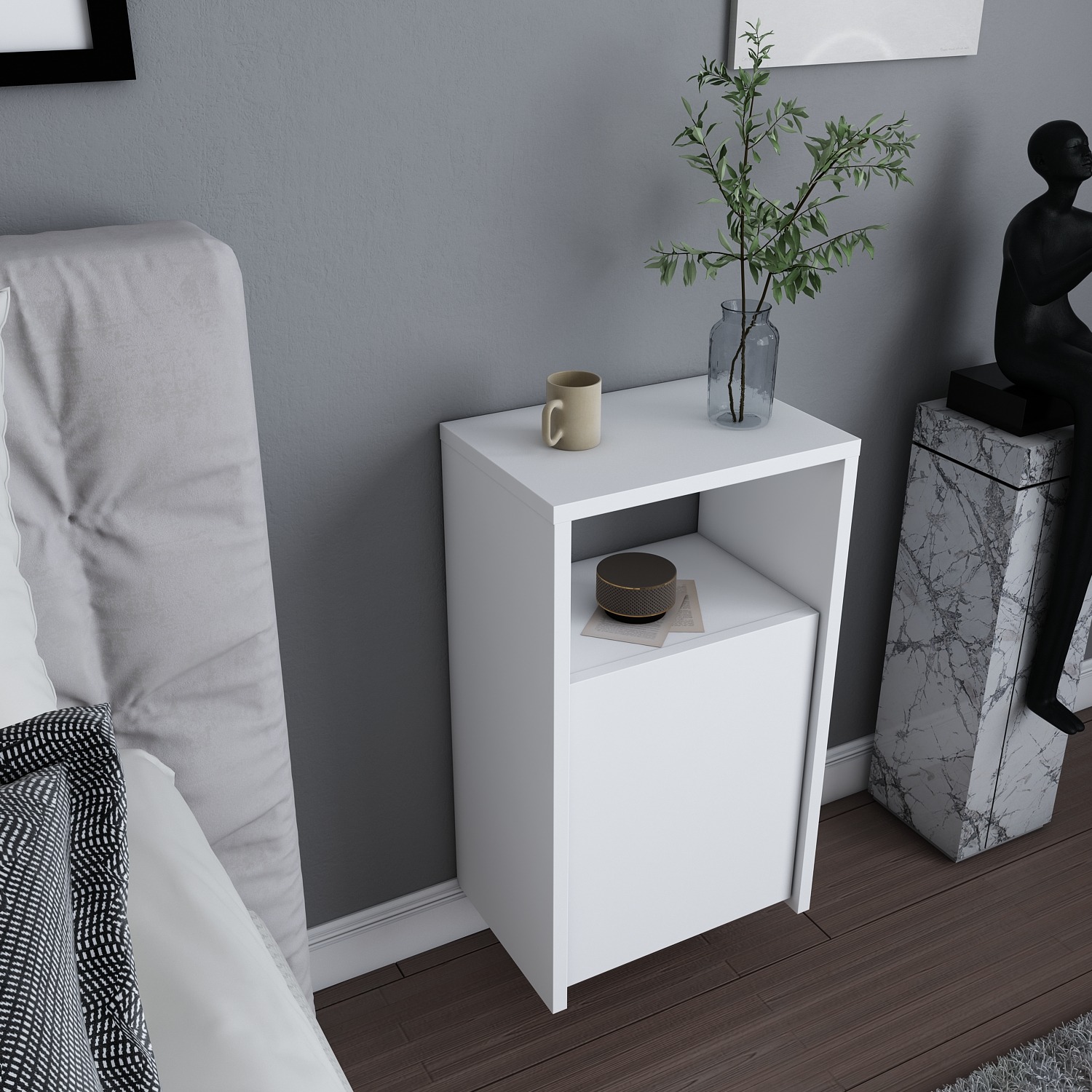 Carlin Floating Bedside Table - White