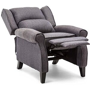 Herringbone Blue Eaton Wing Back Fireside Check Fabric Recliner Armchair shot 2417028
