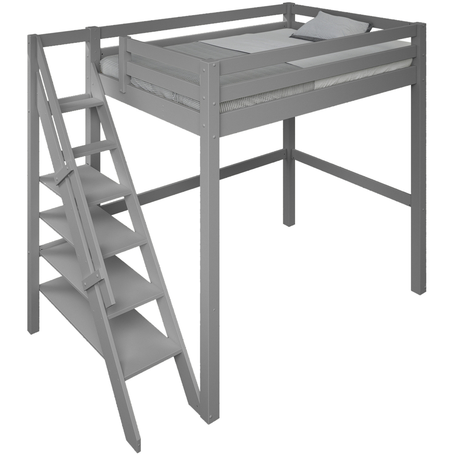 Studio Loft Bed Double High Sleeper White - White