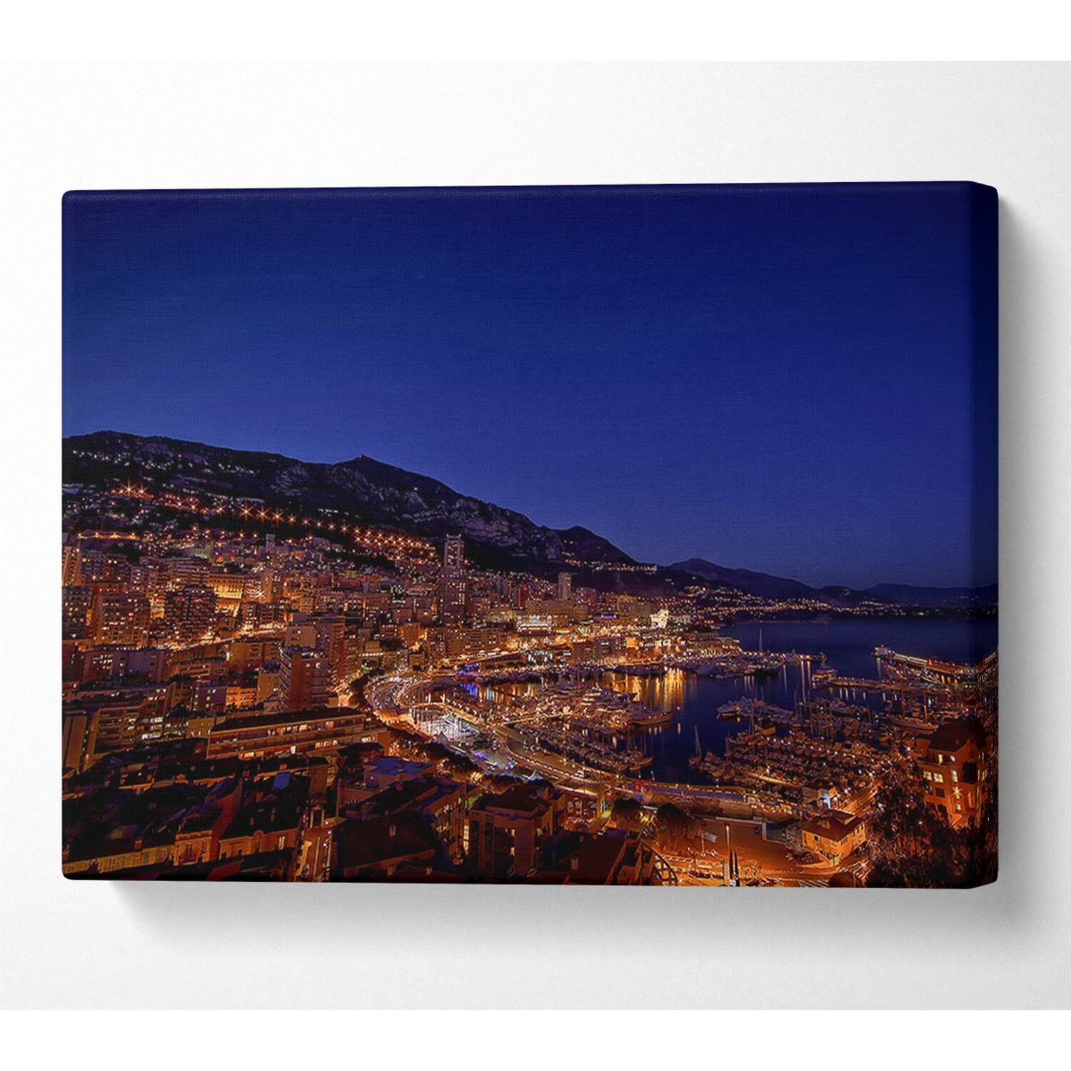 Wallart-Direct - Monte Carlo Night Lights Canvas Print Wall Art - Yellow / 101.6cm thumbnail