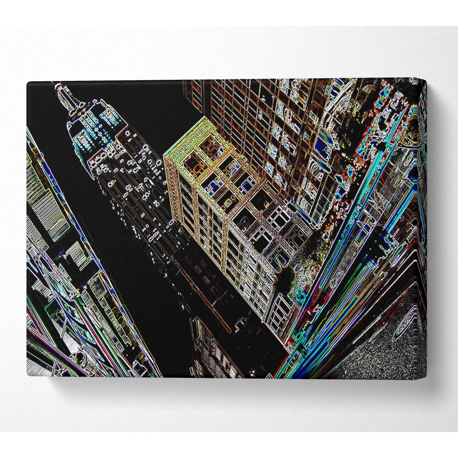 Wallart-Direct - New York 5Th Ave Empire State Canvas Print Wall Art - Yellow / 101.6cm thumbnail