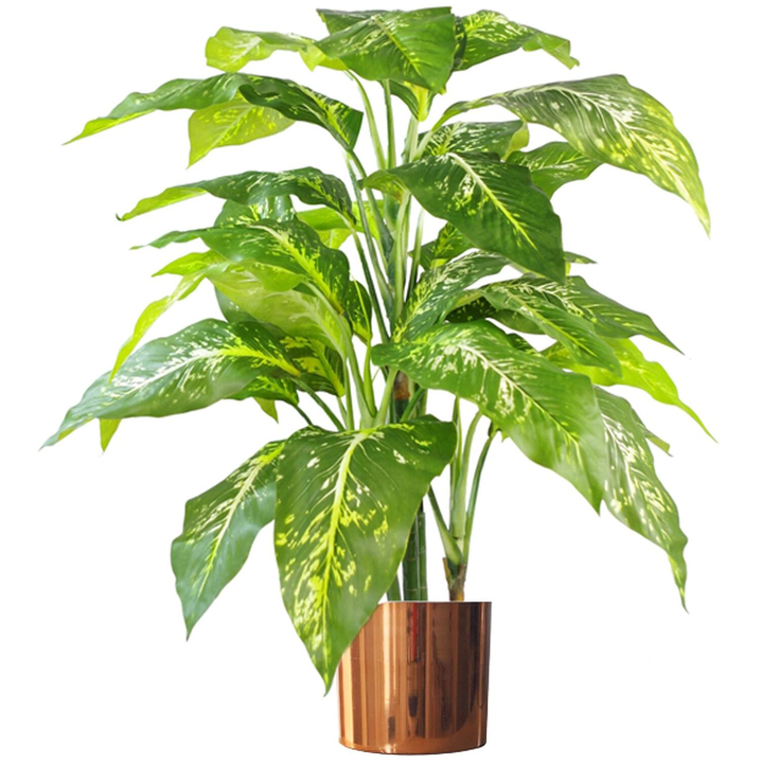 Large Fox Aglaonema Tree Artificial Plant With Metal Planter - Green With Copper Planter