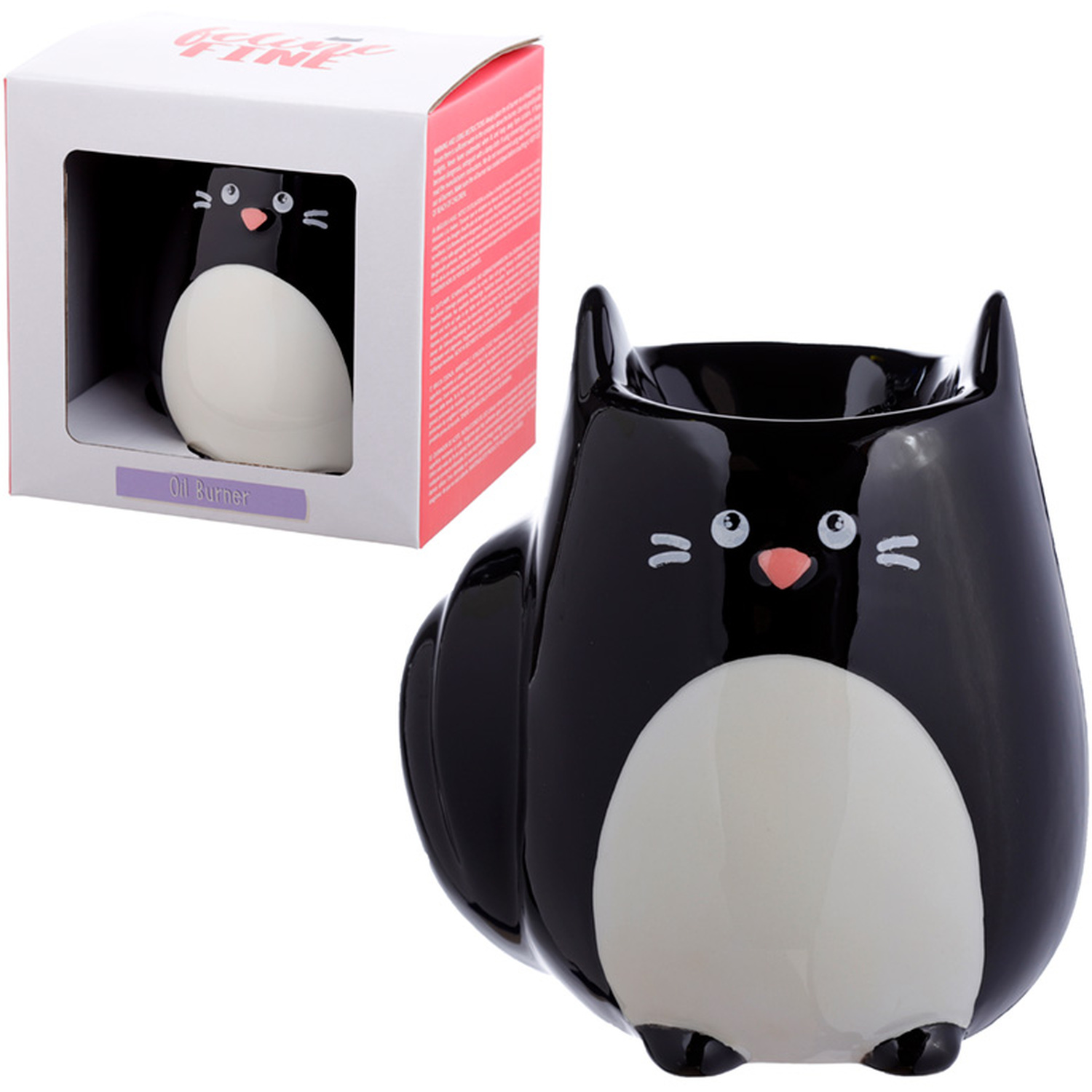 Feline Fine Novelty Shaped Ceramic Oil Burner - Cat - Black