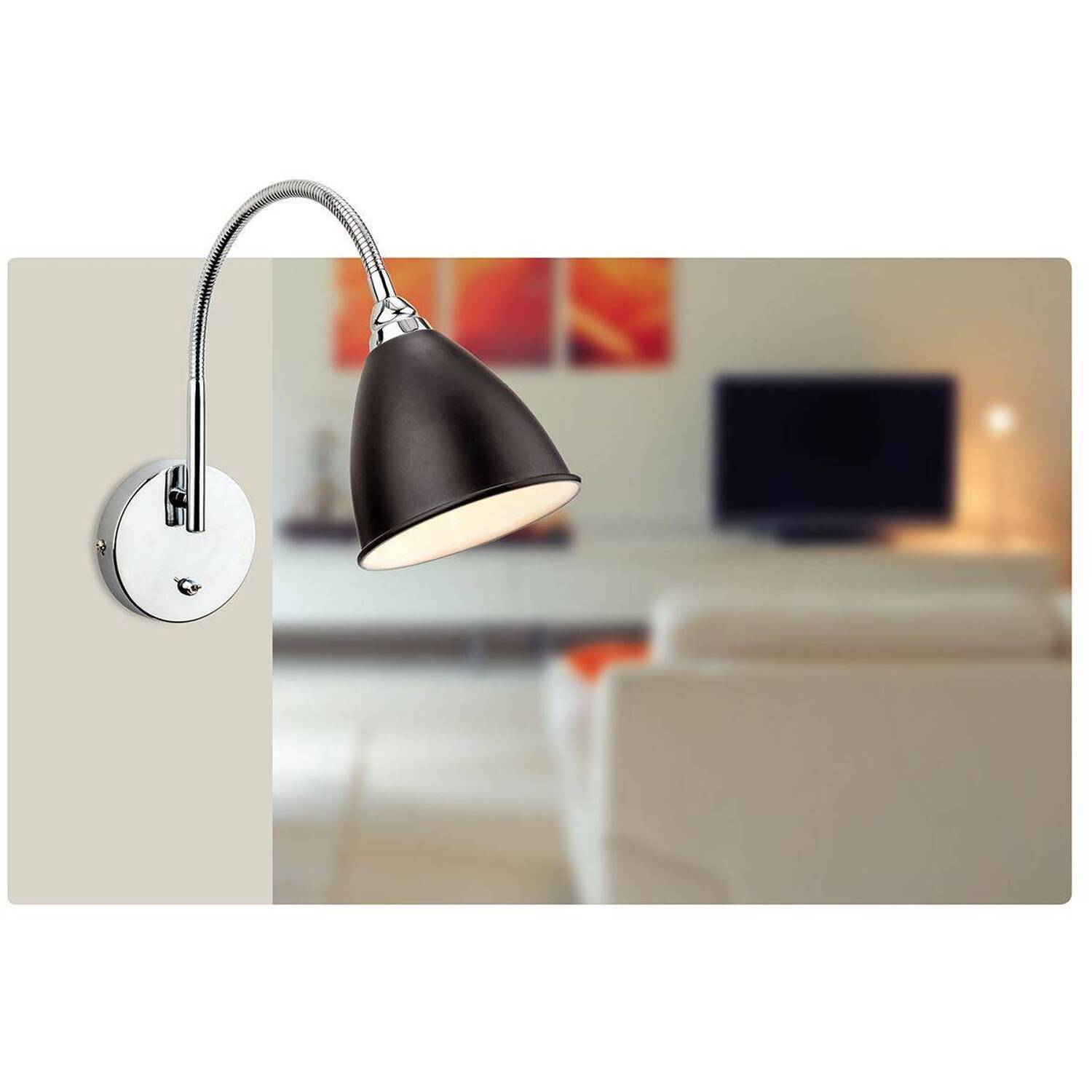 Bari 1 Light Indoor Wall Light (Switched) Black Chrome E14