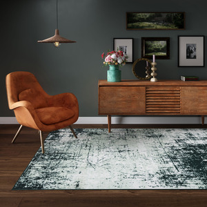 Emerald Distressed Abstract Living Room Rug