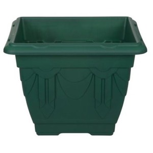 22cm Venetian Square Plastic Pot Green
