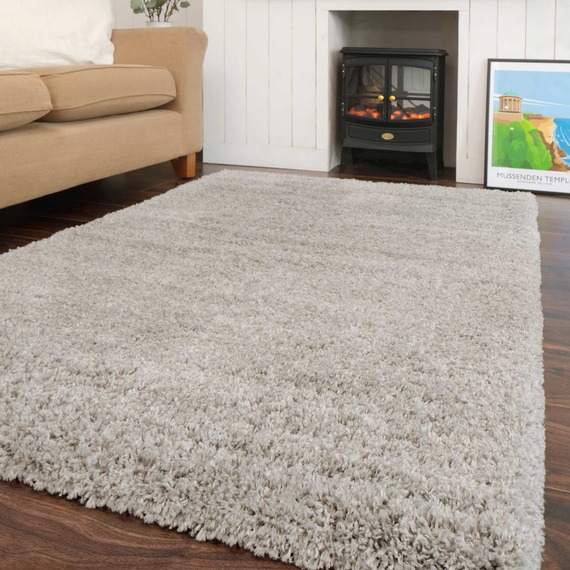 Super Soft Silver Shaggy Living Area Rug