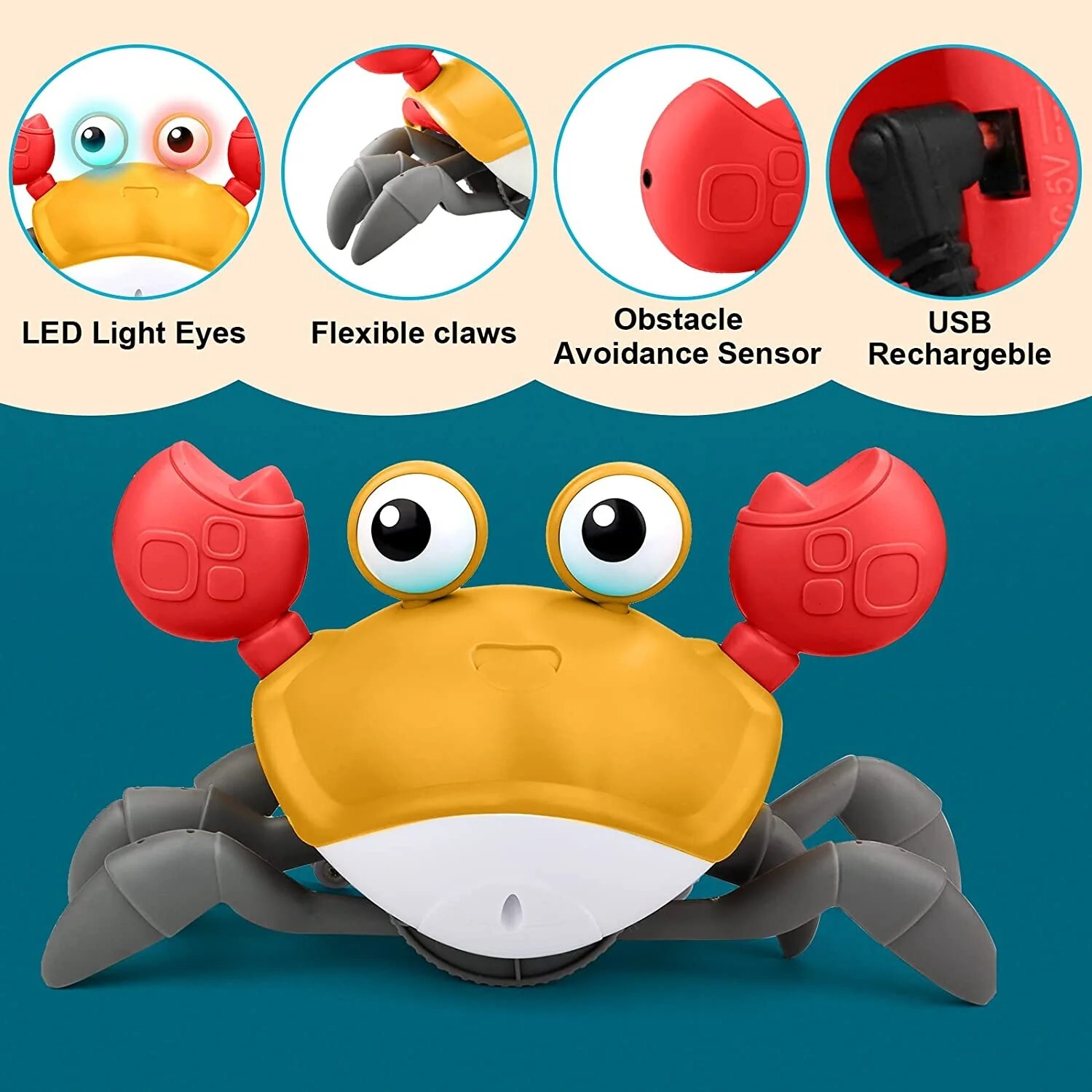 Crawling Crab Interactive Toy with Music and Light