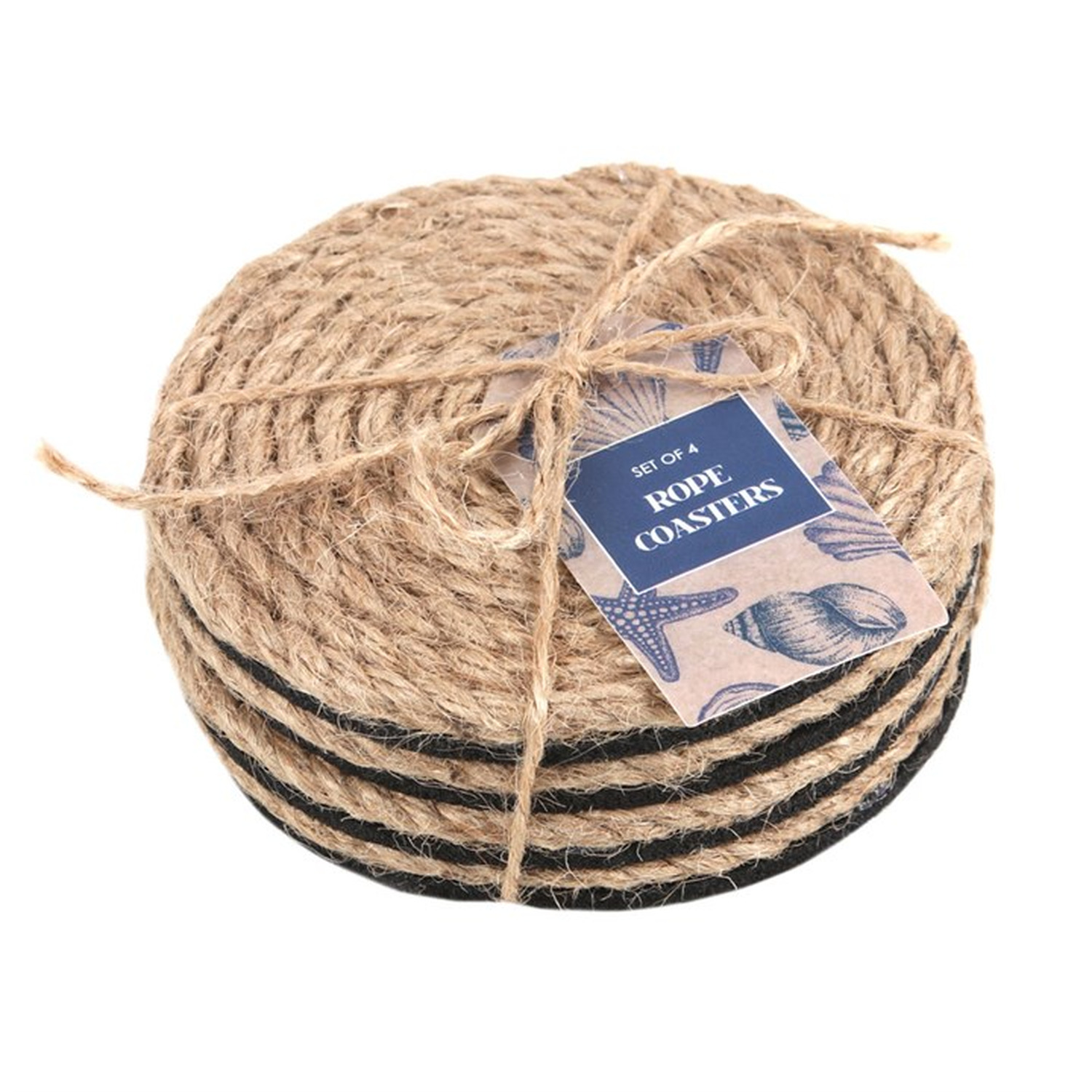 Image of Coastal Charm Rope Coaster Set Rustic&hellip;