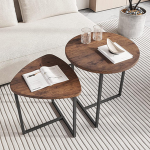 Set of 2 Round Triangular Nesting Side Table