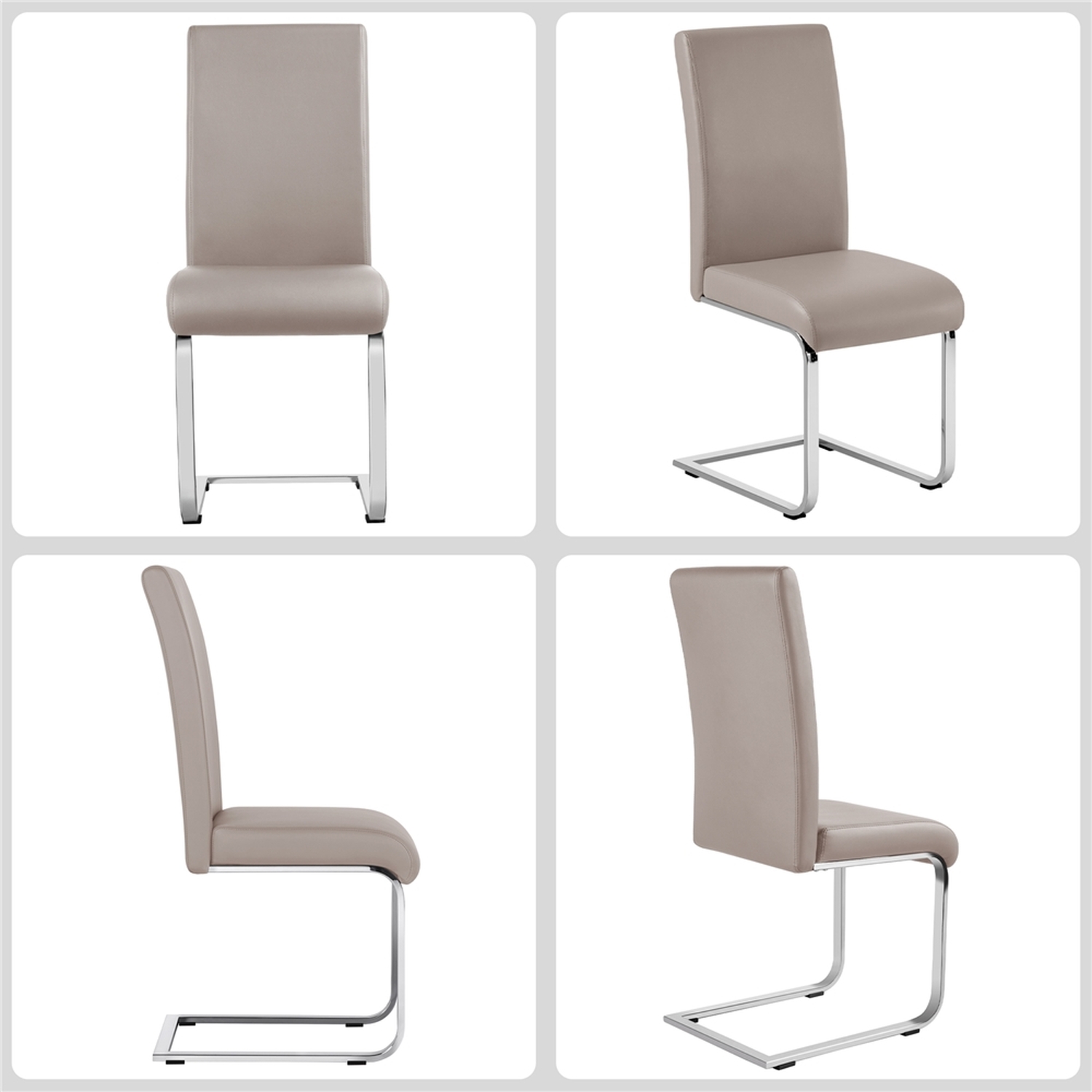 Faux Leather Dining Chairs With Metal Legs - Light Brown 14 6kg
