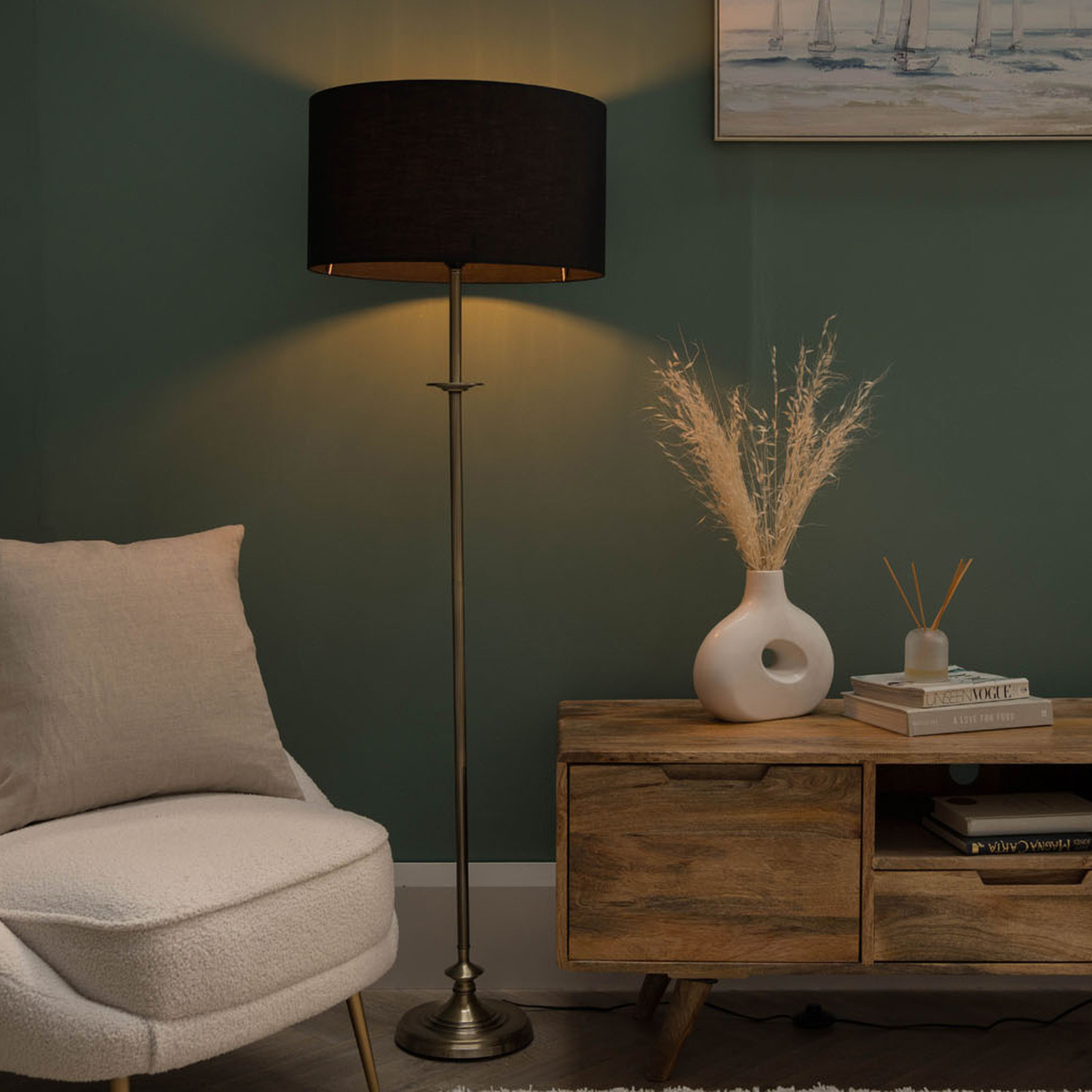 Belmont Antique Brass Floor Lamp - Antique Brass