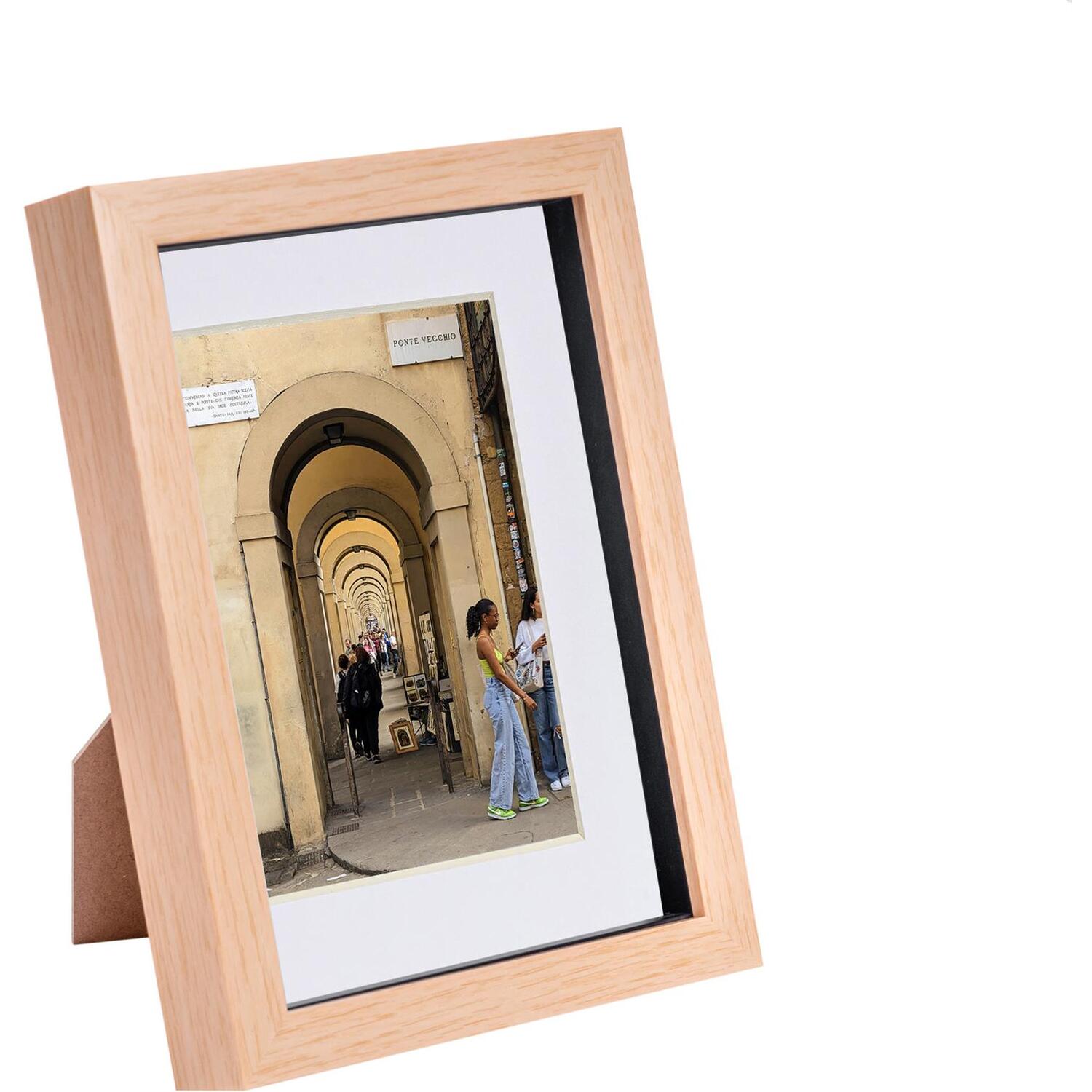 3D Box Photo Frames with 4" x 6" Mounts - A5 (6" x 8") - Light WoodWhite - Light Wood/White