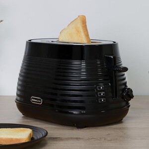 Nera Black 2 Slot Ribbed Plastic Toaster