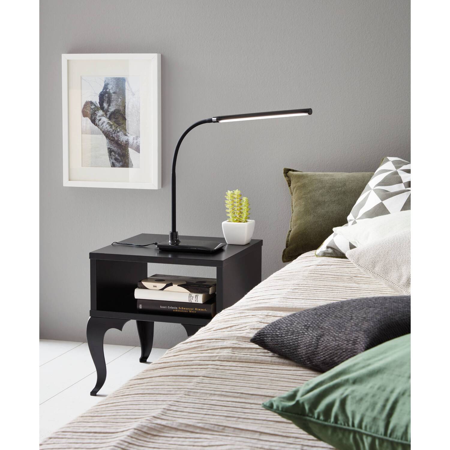 EGLO Laroa Black Minimalist LED Touch Dimmer Table Lamp - Black