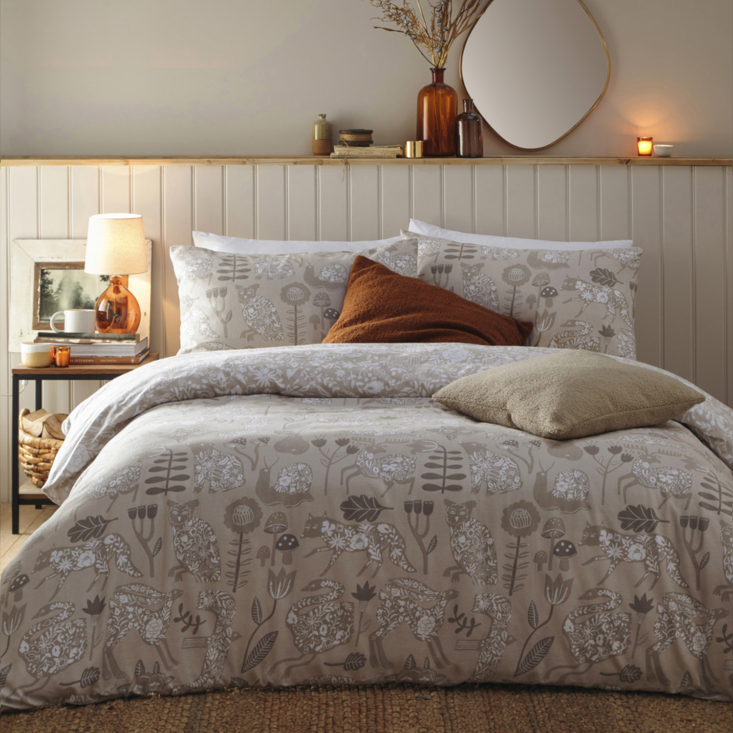 Nook Brushed Cotton Duvet Cover Set - Greige King