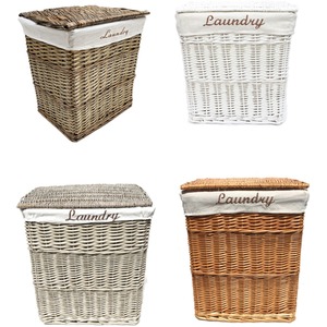 Rectangle Wicker Laundry Basket With Cotton Lining Lid