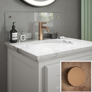 Clear Glass Bathroom Splashback (Copper Caps) 250mm x 600mm x 4mm