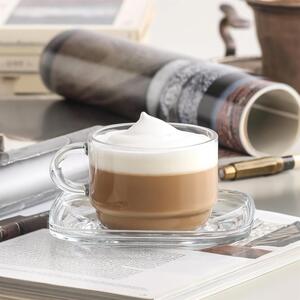 Cozy Stacking Glass Espresso Cups  Saucers 12pc Set - 90ml