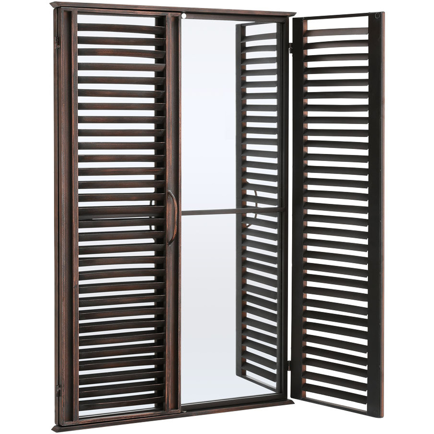 Decorative Vintage Brown Shutter Window Mirror - Vintage Brown