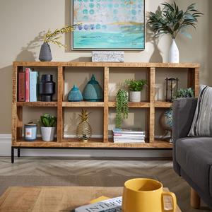 Natural / Wide Home Source Stockton Mango Wood 8 Shelf Bookcase shot 6078331