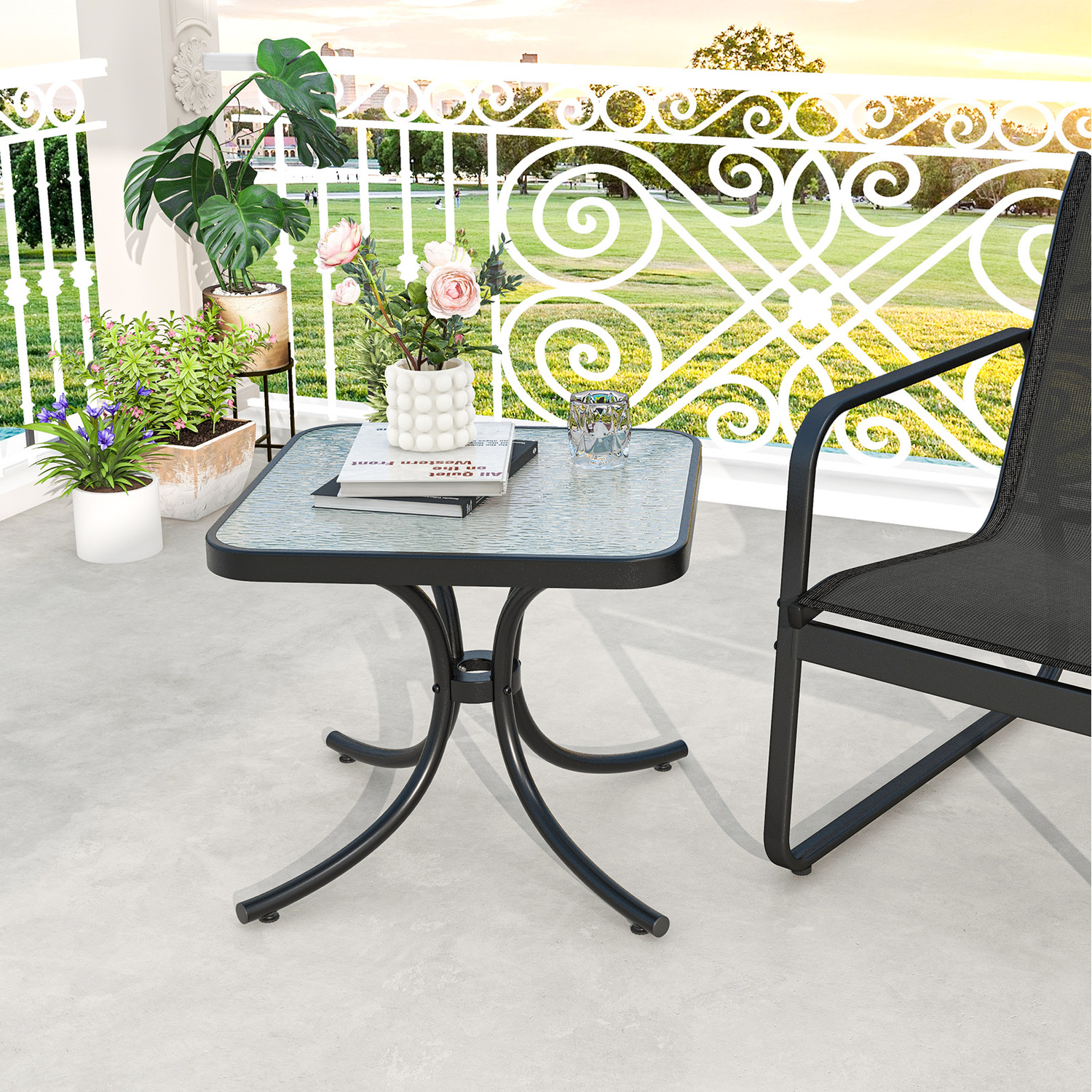 Garden Tempered Glass Coffee Table - Black