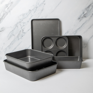 6pc Non-Stick Bakeware Set 2 Trays, Loaf Tin, Yorkshire Pan  Roasting Pans