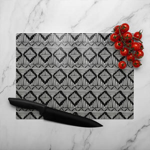 Geometric Line Pattern Glass Chopping Board-large