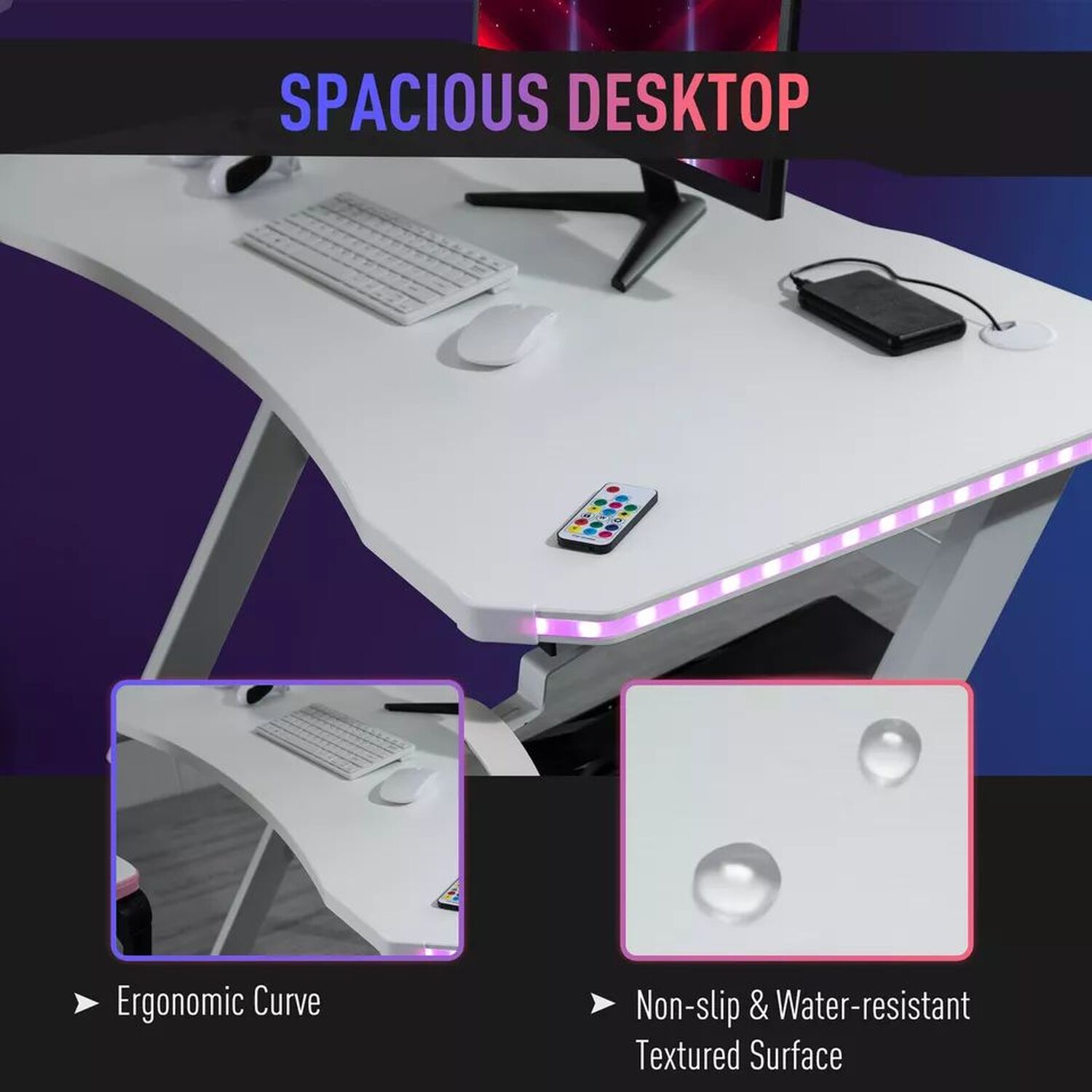 Modern Gaming Computer Desk - White