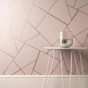 Quartz Blush Pink  Gold Apex Geometric Wallpaper