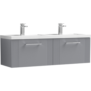 2 Drawer Wall Hung Vanity Unit Double Polymarble Basin Grey 1200mm