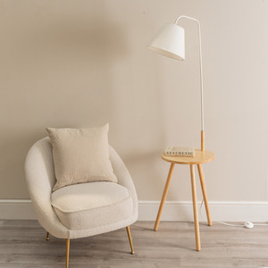 Freja White Wood Tripod Floor Lamp