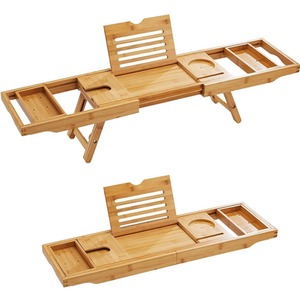 Bamboo Bath Caddy Extendable Bathtub Tray