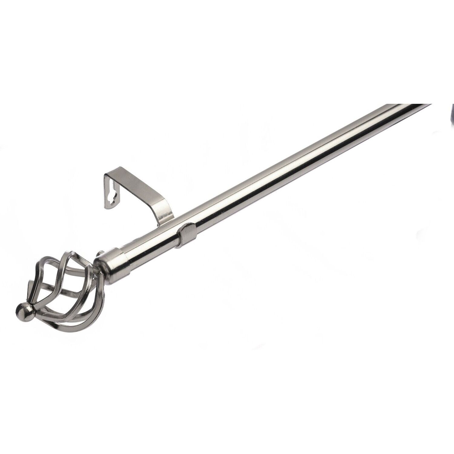 19 mm Extendable Metal Curtain Poles - Brushed Steel / 120cm