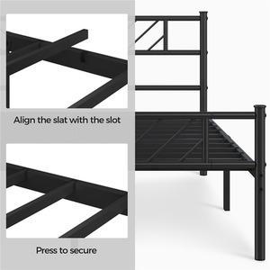 Black / Double Metal Bed Frame with Arrow Design Headboard and Footboard shot 7393136