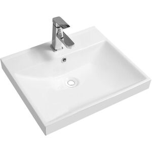 Ceramic 51cm Thick-Edge Inset Basin with Scooped Full Bowl