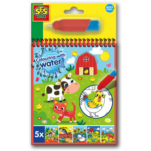 Colouring with Water Book with Water Brush - Farm