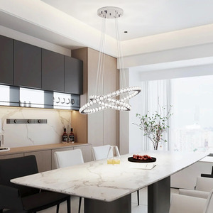 2-Tier Round Ring Adjustable Crystal LED Ceiling Light